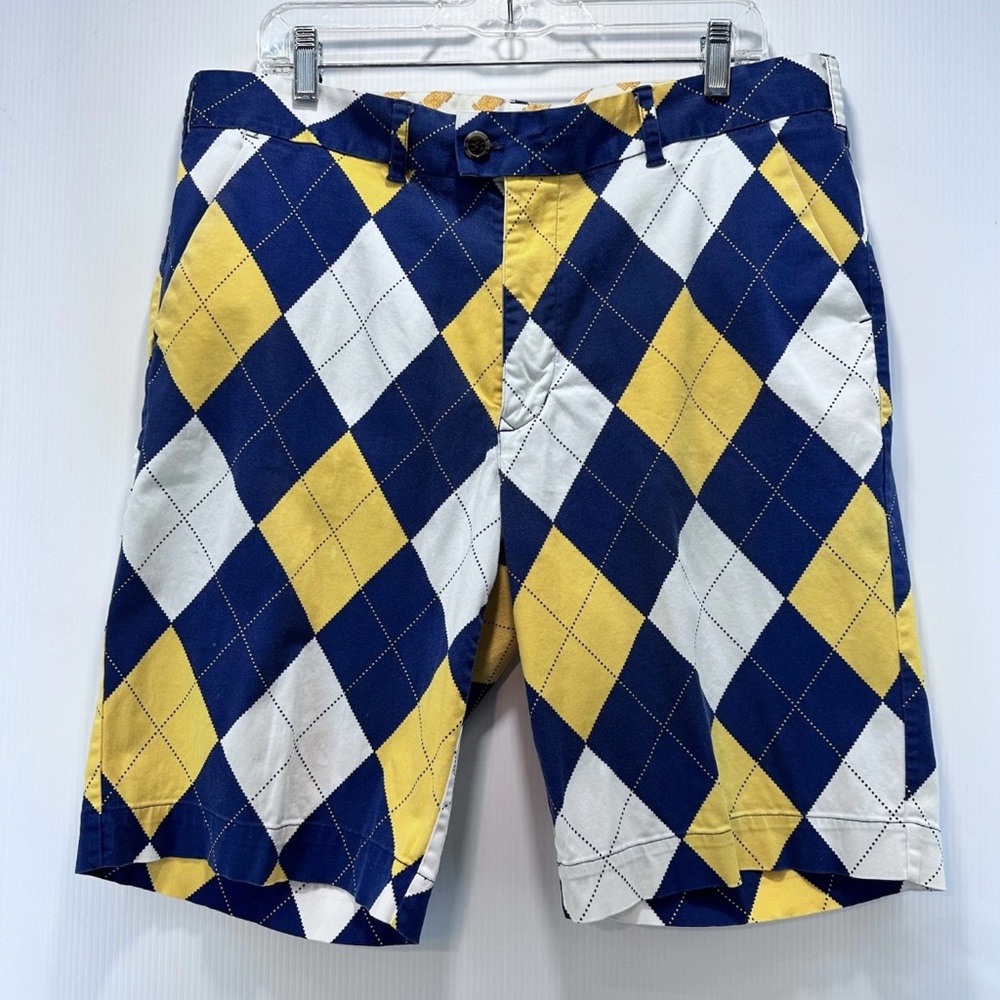 Loudmouth‎ Golf Shorts Mens Sz 38 Argyle Diamond Patterned Preppy Pockets